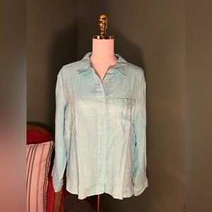 New Talbots Aqua Linen Shirt